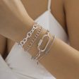 Silver-Plated Oval Charm Bracelet Set Supply