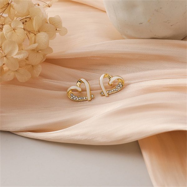 18K Gold-Plated & Cubic Zirconia Open Heart Stud Earring Hot on Sale