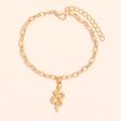 18K Gold-Plated Snake Charm Anklet & Rope Chain Anklet For Sale