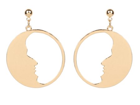 18K Gold-Plated Open Face Drop Earrings Cheap