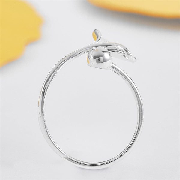 Sterling Silver Gingko Leaf Bypass Ring Online now