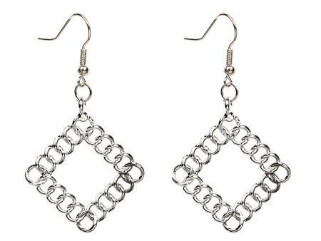 Silver-Plated Chain Rhombus Drop Earrings Online