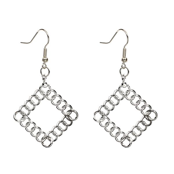 Silver-Plated Chain Rhombus Drop Earrings Online