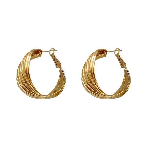 18K Gold-Plated Twisted Circle Hoop Earrings Fashion