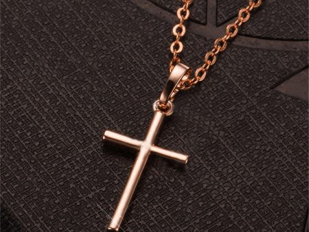 18K Rose Gold-Plated Cross Pendant Necklace Cheap