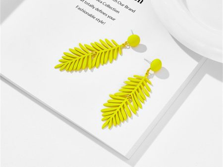 Yellow Enamel & 18K Gold-Plated Leaves Drop Earrings Hot on Sale