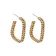 18K Gold-Plated Beaded Open Rectangle Hoop Earrings Online now