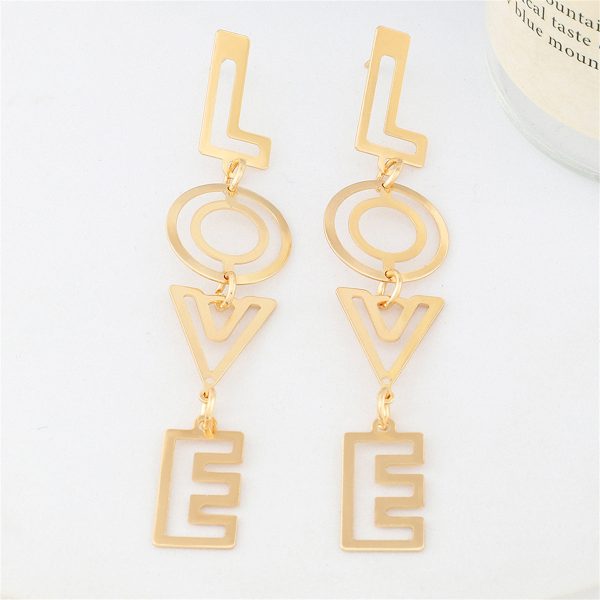 18K Gold-Plated  Love  Openwork Drop Earrings Sale