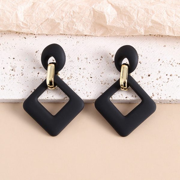 Black Enamel & 18K Gold-Plated Open Rhombus Drop Earrings Online Sale