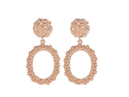 18K Rose Gold-Plated Open Oval Drop Earrings Cheap