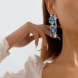 Blue & White Crystal Cluster Drop Earrings For Cheap