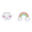 White Cloud & Rainbow Asymmetrical Stud Earrings Online