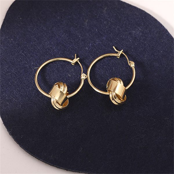 18K Gold-Plated Knot Huggie Earrings Hot on Sale