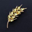 18K Gold-Plated & Golden Crystal Wheat Brooch Supply