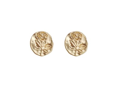 18K Gold-Plated Rose Stud Earrings Fashion