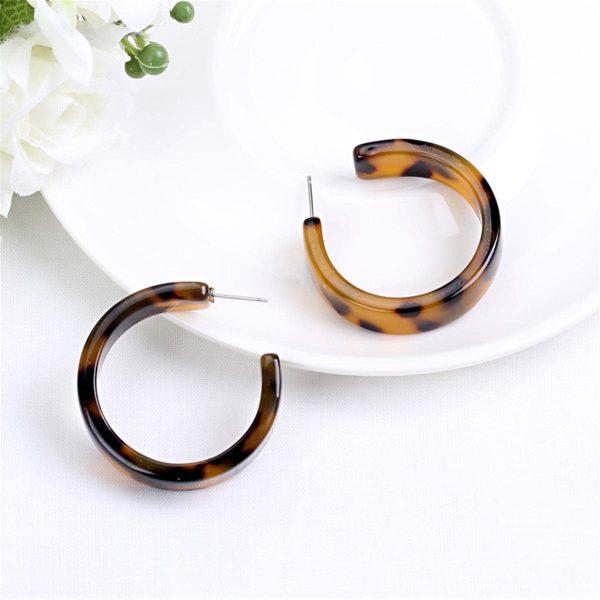 Tortoise Wide Hoop Earrings Cheap