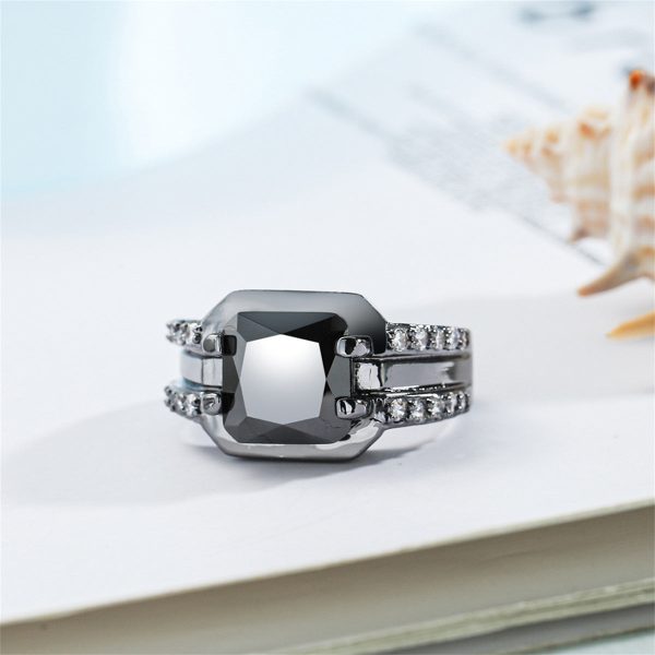 Black Crystal & Cubic Zirconia Ring For Sale