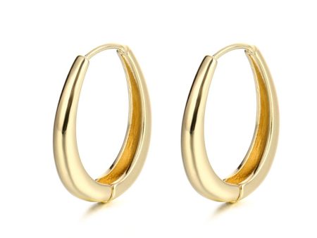 18K Gold-Plated Oval Hoop Earrings Cheap