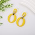 Yellow Enamel & 18K Gold-Plated Openwork Oval Drop Earrings Cheap