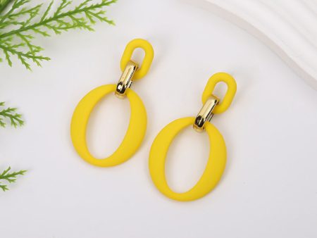 Yellow Enamel & 18K Gold-Plated Openwork Oval Drop Earrings Cheap