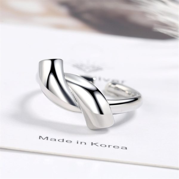 Silver-Plated Geometric Open Ring For Sale