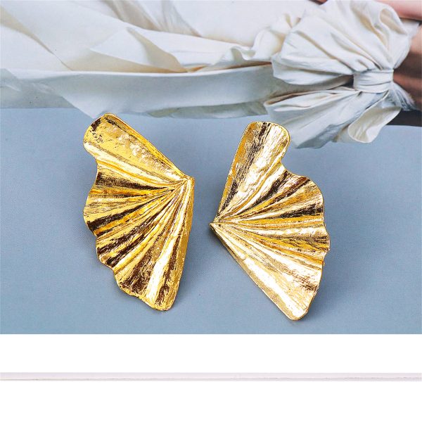 18K Gold-Plated Fan Stud Earring on Sale