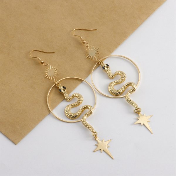 18K Gold-Plated Snake Star Drop Earrings Online Sale