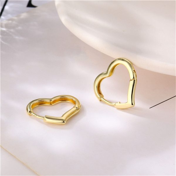 18K Gold-Plated Open Heart Huggie Earrings Hot on Sale