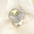 Yellow Crystal & Cubic Zircon Layered Halo Ring Hot on Sale