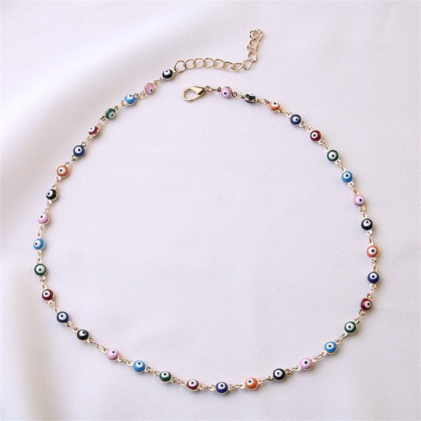 Blue Enamel & 18K Gold-Plated Multi-Hued Evil Eye Necklace Cheap