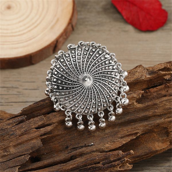 Silver-Plated Bead Tassel Adjustable Ring Online Sale