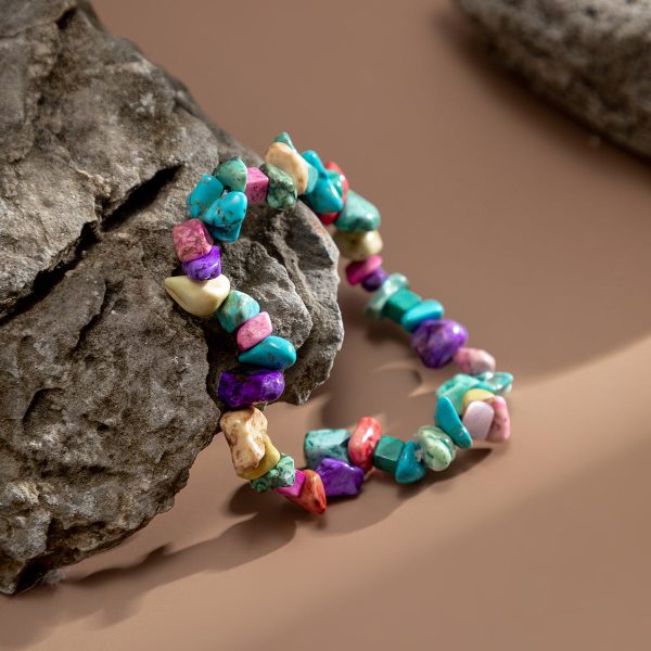 Blue & Purple Turquoise Beaded Stretch Bracelet Online Hot Sale