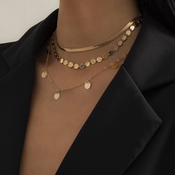 18K Gold-Plated Disc Necklace Set Online Sale