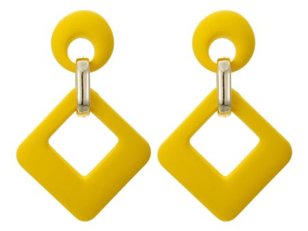 Yellow Enamel & 18K Gold-Plated Open Rhombus Drop Earrings Hot on Sale