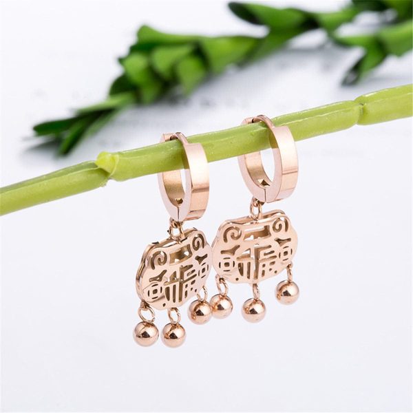 18K Rose Gold-Plated Lock Of Longevity Drop Earrings For Discount