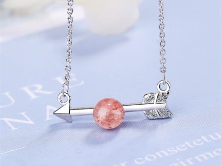 Strawberry Red Crystal & Silver-Plated Arrow Pendant Necklace Online