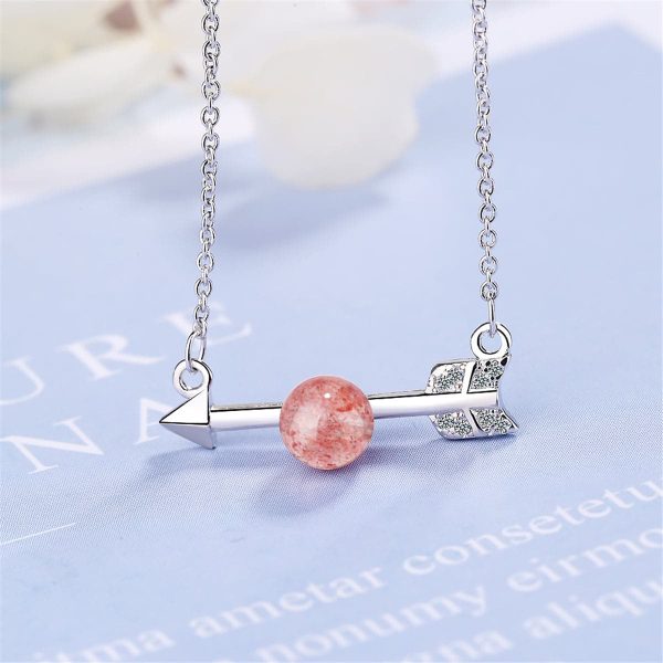 Strawberry Red Crystal & Silver-Plated Arrow Pendant Necklace Online