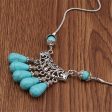 Turquoise & Silver-Plated Filigree Tassel Necklace on Sale