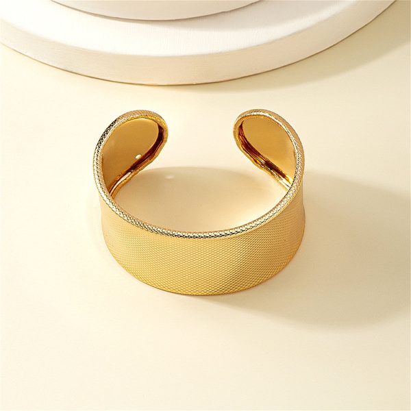 18K Gold-Plated Textured Cuff Bracelet For Sale