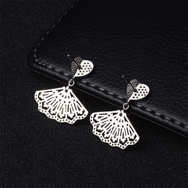 Black & White Cubic Zirconia Heart Fan Drop Earrings Online Sale