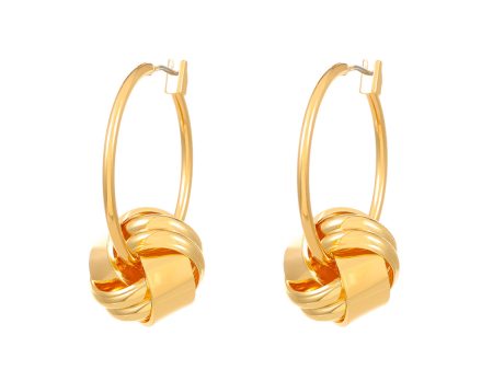 18K Gold-Plated Knot Huggie Earrings Hot on Sale