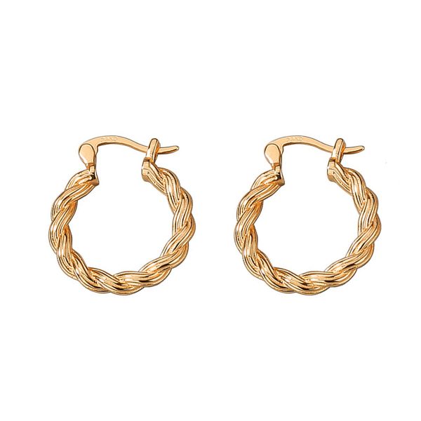 18K Gold-Plated Twisted Huggie Earrings For Cheap