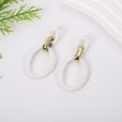 White Enamel & 18K Gold-Plated Openwork Oval Drop Earrings For Cheap