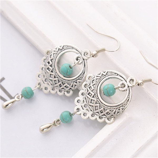 Turquoise & Silver-Plated Botany Drop Earrings For Discount