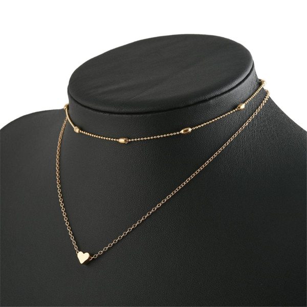 18K Gold-Plated Beaded Choker Necklace & Heart Pendant Necklace For Cheap