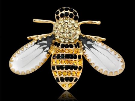 Yellow & Black Cubic Zirconia Bee Brooch Fashion