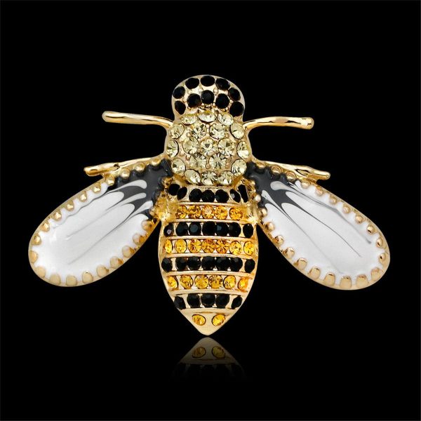 Yellow & Black Cubic Zirconia Bee Brooch Fashion