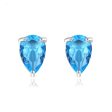 Blue Crystal & Silver-Plated Pear-Cut Stud Earrings Supply