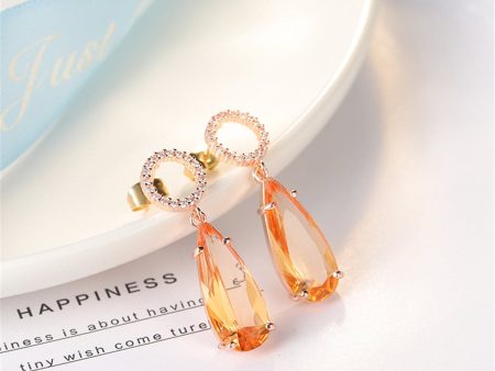 Yellow Crystal & Cubic Zirconia Circle Teardrop Earrings Cheap