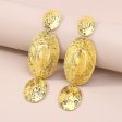 18K Gold-Plated Textured Oval Drop Earrings on Sale